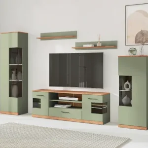 OTTO home Wohnwand »Ribe,Set-5 St.,Oberplatten Eiche massiv,viel Stauraum« 5 Stk. tlg. Echt