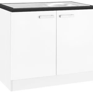 Schneller Versand OPTIFIT Spülenschrank »Odense« 100 cm breit, mit 2 Türen, inkl. Einbauspüle aus Edelstahl
