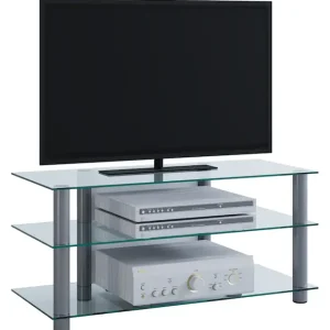 Expressversand VCM Wohnzimmertisch »TV Möbel Sideboard Fernseh Rack Alu Glas Netasa« 1 Stk. tlg.