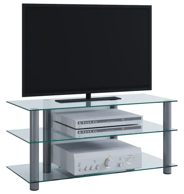 Expressversand VCM Wohnzimmertisch »TV Möbel Sideboard Fernseh Rack Alu Glas Netasa« 1 Stk. tlg.