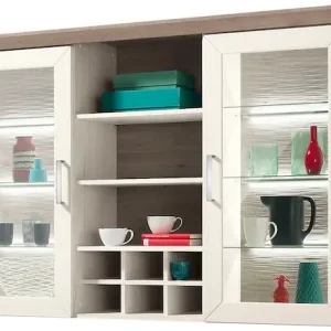 set one by Musterring Aufsatzschrank »York« Typ 24, Glastüren und Flaschenregal, Beleuchtung optional, B 184 cm Neu