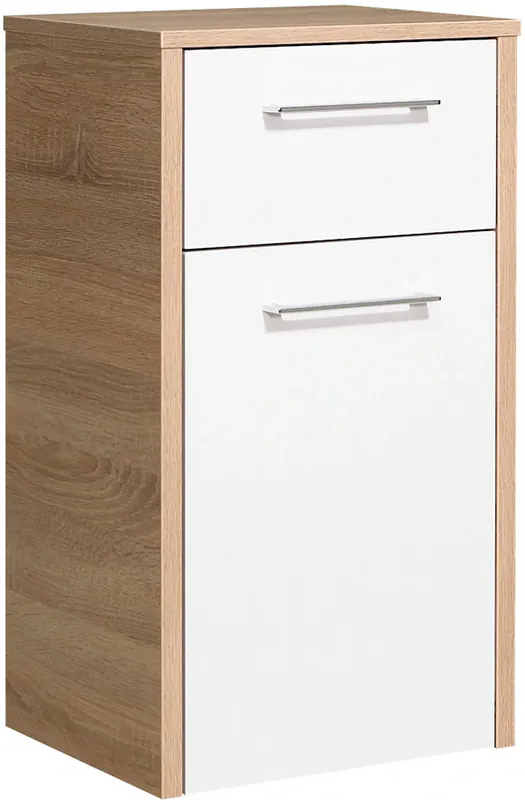 Saphir Unterschrank »Quickset 382 Badschrank, 1 Tür, 1 Schublade, Weiß Hochglanz« Badezimmermöbel 40 cm breit, inkl. Türdämpfer, Griffe Chrom Glanz Zertifiziert