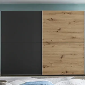 Garantierte Lieferung Schlafkontor Schwebetürenschrank »Mesio, 2-türiger Kleiderschrank, Schiebetürenschrank mit viel Stauraum« inklusive Hoteleinteilungen außen und Einlegeböden oben