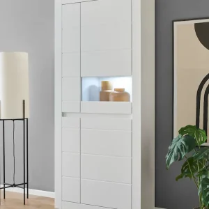 Neuheit Home affaire Vitrine »Chester, Hochschrank mit Stauraum, Glasvitrine, Anrichte, Weiß Matt« 1 Stk. tlg. austauschbare Blende in der Griffleiste, zeitloses Design, 85 cm breit