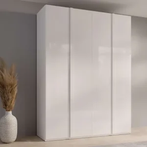 Home affaire Kleiderschrank »Kleiderschrank Malissa mit Regalen und Kleiderstangen« Garderobe mit 4 Hochglanz-Drehtüren, BxTxH 181x59x237 cm Garantierte Lieferung
