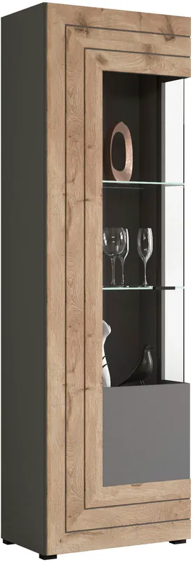 Abverkauf Home affaire Vitrine »Aalborg, Höhe 194 cm, 1 Glastür, 2 Glaseinlegeböden, Metallgriffe« Vitrinenschrank, Hochschrank, Stauraumschrank, Wohnmöbel, Wohnzimmer