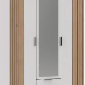 Neue Kollektion Wimex Drehtürenschrank »Rügen« mit trendiger Dekorfolie Akkustikpaneel-Optik, mit Spiegel