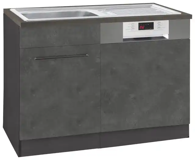 KOCHSTATION Spülenschrank »KS-Tulsa« 110 cm breit, inkl. Tür/Sockel für Einbaugeschirrspüler, Metallgriff Schneller Versand