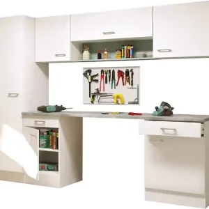 Nur Heute Flex-Well Mehrzweckschrank-Set »LUCCA, 8-teilig, Hauswirtschaft-, Hobby/Werkraum, Küche, Breite 260 cm« Komplett-Set, bestehend aus: 2x Unter-, 3x Ober- und 1x Hochschrank, Regal+APL, 8 Stk. tlg.