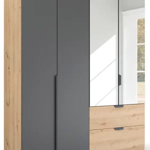 rauch Drehtürenschrank »Dark&Wood by Quadra Spin« im Industrial Style mit Schubkästen in Eiche Dekor, mit Spiegel Nur Für Kurze Zeit