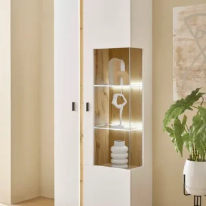 Home affaire Vitrine »LONG ISLAND, Stauraumvitrine« 1 Stk. tlg. in moderner Trendfarbe,inklusive senkrechter Beleuchtung,Breite 80 cm Abverkauf