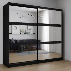 Home affaire Kleiderschrank »PRESSAC mit viel Stauraum, 10 Fächer, 2 Kleiderstangen, Breite 230cm« Garderobe mit 2 Schiebetüren und Spiegel, Maße B/T/H: 230/62/215 cm Saisonangebot