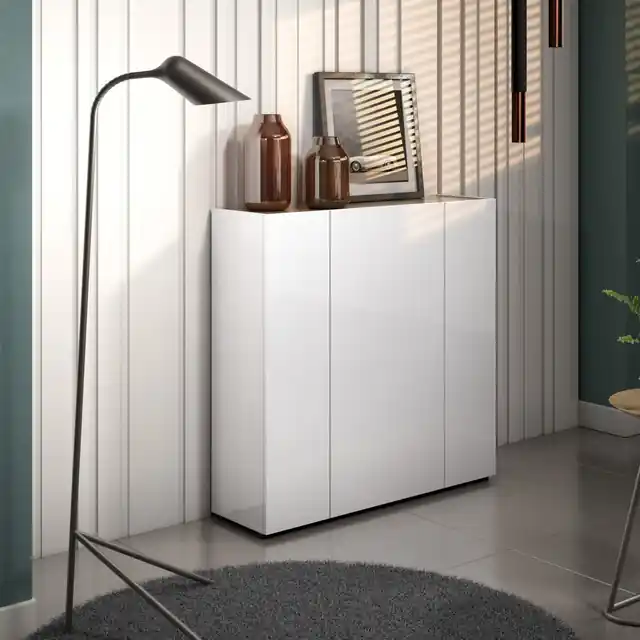 Home affaire Schuhschrank »RUMBA,Schuhkommode,Schuhmöbel,Schuhablage,Schuhregal ca.24 paar Schuhe« 1 Stk. tlg. 3 Türen, 10 Einlegeböden, 12 Fächer, Seiten und Fronten in Hochglanz Neue Ware