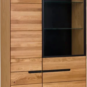 Home affaire Vitrine »Vitrine LOLA B/T/H: 102,5/196,5/40,5cm« Eiche teilmassiv, Türen mit dampfer Must-Have