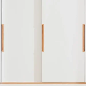 PAIDI Kleiderschrank »YOLANDA in Weiß mit Eiche-Dekor, 2 Schiebetüren und 2 Schubladen« inkl. Kleiderstangen und Einlegeböden, Massivholz-Griffe, Soft-Close Jetzt Kaufen