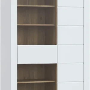 Preis Gesenkt FORTE Vitrine »Lefkadas, Breite 101cm , Höhe 196cm« Highboardvitrine, grifflose Front, breite Rahmenoptik mit Glaseinsatz