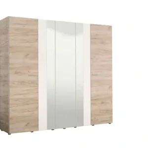 Home affaire Kleiderschrank »Dante Garderobenschrank, Stauraumschrank, Drehtürenschrank, Schrank« 2 Kleiderstangen, 6 Einlegeböden, Spiegel, Breite 223,5 cm Begrenztes Angebot