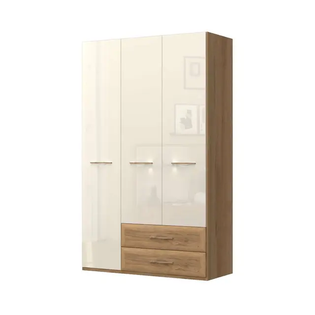 OTTO home Kleiderschrank »Gala, beige hochglänzend UV lackiert, kratzfest, FSC-zertifiziert« abgerundete Schubladen aus MDF im Holzdekor, soft-close,hoher Schrank (224cm), wahlweise in 3 Breiten, Made in Europe Jetzt Bestellen