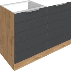 Highlight KOCHSTATION Spülenschrank »KS-Luhe« 120 cm breit, hochwertige MDF-Fronten mit waagerechter Lisene