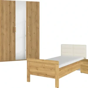 rauch Schlafzimmer-Set »Komplettschlafzimmer Schlafzimmer EVELYN« Set, inkl. SOFT-CLOSE-FUNKTION, 3 Stk. tlg. Schrank und Bett in 2 Breiten, Nachttisch 2 Schubladen MADE IN GERMANY Must-Have