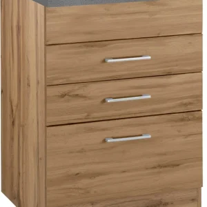 KOCHSTATION Kochfeldumbauschrank »KS-Colmar« 60 cm, mit Metallgriff, 2 Schubkästen und 1 Auszug Versand Am Gleichen Tag