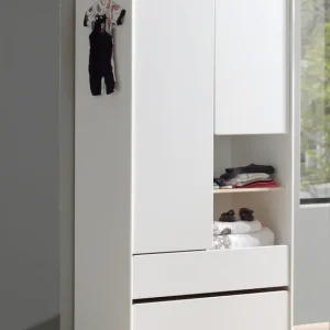 Top-Angebot Vipack Kleiderschrank »Kiddy, mit funktioneller Einteilung und 2 Schubladen, stabil gebaut« H/T ca. 180x55cm, MDF weiß lackiert, Fachboden Kiefer,bietet viel Stauraum, wahlweise 2 Schrankbreiten