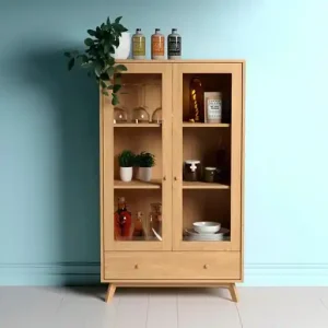 Preiswert Woodman Glasvitrine »Kensal« im schlichten skandinavischen Design, Holzfurnier aus Eiche, FSC®