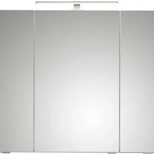 Saphir Spiegelschrank »Quickset 857 Badschrank, 3 Spiegeltüren, 6 Einlegeböden, 80 cm breit« inkl. LED-Beleuchtung, Türdämpfer, Schalter-/Steckdosenkombination Geprüft