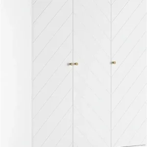 Direktkauf Vipack Kleiderschrank Made in Europe,mit 3 Drehtüren bietet viel Stauraum, Rillenprofil-Optik, Ausf. weiß