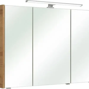 Saphir Spiegelschrank »Quickset 362 Badschrank, 3 Spiegeltüren, 6 Einlegeböden, 100 cm breit« inkl. LED-Beleuchtung, Türdämpfer, Schalter-/Steckdosenkombination Abverkauf