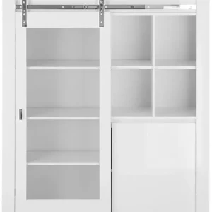 Markenprodukt Home affaire Vitrine »Daytona, moderner Hochschrank, Glasvitrine in Weiß Hochglanz« mit Schiebetürenbeschlag in Chrom-Optik, ausreichend Stauraum