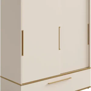 PAIDI Schiebetürenschrank »STIENE in Beige oder Grau, 2 Türen und 1 Schublade mit Soft-Close« B/H/T ca. 164/200/62cm,mit Kleiderstangen+Einlegeböden, Kleiderschrank mit Massivholzgriffen Knallerangebot