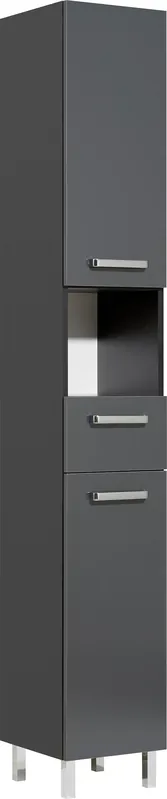 Saphir Hochschrank »Quickset Badschrank 30 cm breit, 2 Türen, 1 Nische, 1 Schublade« Badezimmer-Hochschrank inkl. Türdämpfer, Griffe in Chrom glänzend Sichere Zahlung