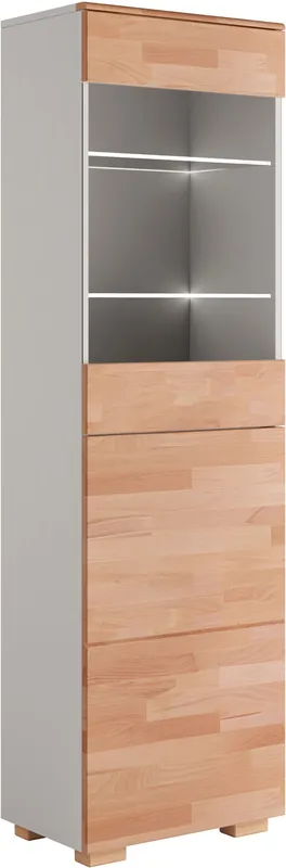 Top-Seller OTTO home Vitrine »CITRA75,5 Fächer,3 verstallbare Einlegeboden, viel Stauraum, Grifflos« B/T/H:55/35/185cm, teilmassiv Kernbuche/grau, Tür R/L, pust to open