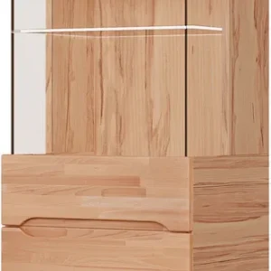Echt OTTO home Vitrine »VETRO; massivholz fronten, Griffmulden, Wohnzimmer, Modern, Vitrine« B/T/H:50/40/144cm, Variable einlegeboden, Türanschlag L/R, 4Fächer