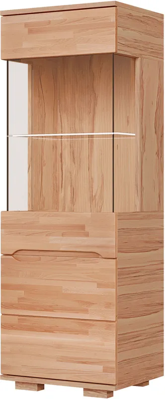 Echt OTTO home Vitrine »VETRO; massivholz fronten, Griffmulden, Wohnzimmer, Modern, Vitrine« B/T/H:50/40/144cm, Variable einlegeboden, Türanschlag L/R, 4Fächer