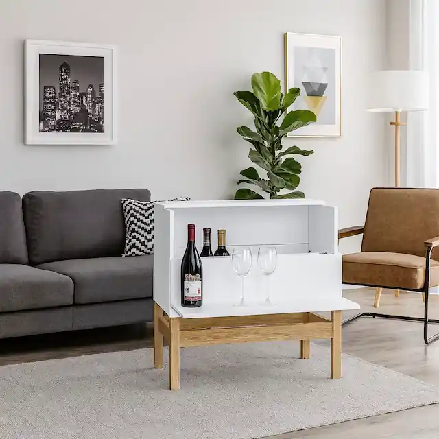 Gratis Versand Woodman Barschrank »Delian« Breite 75 cm, Fußrahmen aus massiver Eiche, im skandinavian Design