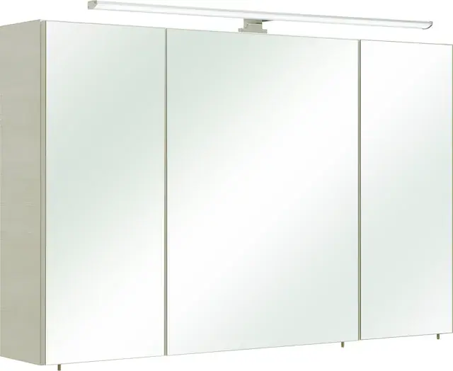 Saphir Spiegelschrank »Quickset Badezimmer-Spiegelschrank inkl LED-Aufsatzleuchte« 110 cm breit, inkl. Türdämpfer, 3 Spiegeltüren, mit Steckdose Finale Aktion