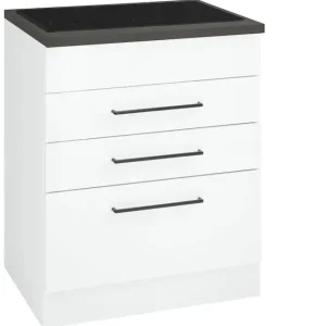 Sonderaktion KOCHSTATION Kochfeldumbauschrank »KS-Tulsa« 60 cm breit, 2 Schubladen, 1 großer Auszug, schwarzer Metallgriff