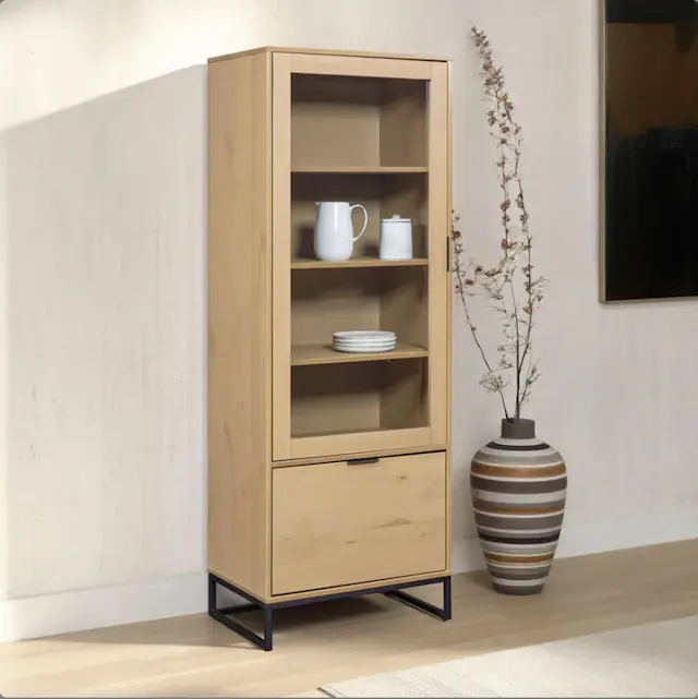 Abverkauf Inter Link Vitrine »Vivo« 1 Stk. tlg. Kiefer Massiv, Soft-close, Industrial Style, BxTxH: 70 x 45 x 190 cm