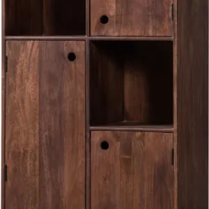 WOOOD Mehrzweckschrank »WOOOD STAES STAUSCHRANK MANGO HOLZ WALNUSS« schmaler Hochschrank aus Eichenmelamin, modernes Design, viel Stauraum Preisknaller