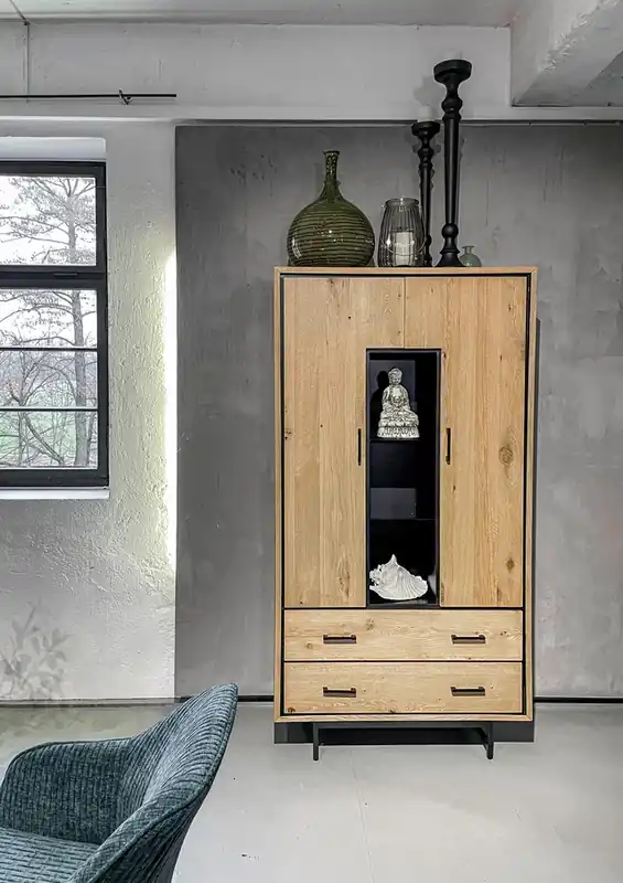 Angebot Gutmann Factory Vitrine mit 2 Schubkasten und 2 Türen, Breite/Höhe 100/190 cm