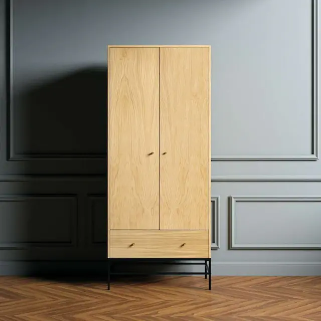 Woodman Kleiderschrank »Flora« Holzfurnier aus Eiche, Fußrahmen aus Metall, Breite 80 cm, FSC® Direkt Vom Hersteller