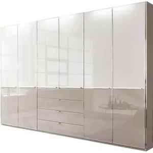 WIEMANN Kleiderschrank »Shanghai,Drehtürenschrank, Schrank mit 2-farbiger Glasfront« 2 Höhen 216/236 cm auswählbar, MADE IN GERMANY,mit hochwertiger Glasfront, Schubkästen und Türen inkl. Dämpfung Kostenloser Versand