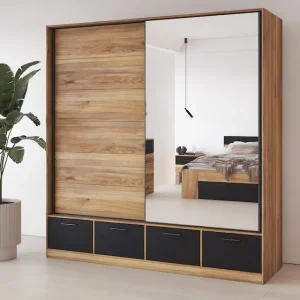 Home affaire Schwebetürenschrank »Faweza,Breite 200 cm, Wäscheschrank incl. kompletter Innenausstattung« Schiebetürenschrank mit Schubladen, Kleiderschrank, Spiegeltür Bestseller