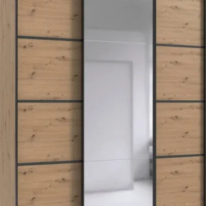 Mega-Angebot Wimex Schwebetürenschrank »Jork Kleiderschrank mit Spiegel, schwarze Metallgriffe« Schrank in verschiedenen Größen und Innenausstattungsvarianten