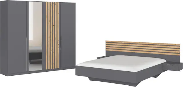 rauch Schlafzimmer-Set »Komplettzimmer Komplett Set Schrank 226 cm Bett 160/180 cm LAMELLA« Set, 3 verschiedene Ausstattungen, inkl. SOFT-CLOSE, 4 tlg. tlg. Schnäppchen