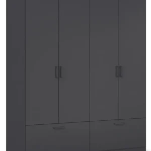 rauch Drehtürenschrank »Kleiderschrank Schrank Garderobe Wäscheschrank BARI« mit Schubkästen und modernem Griff in Graumetallic MADE IN GERMANY Kostenloser Rückversand