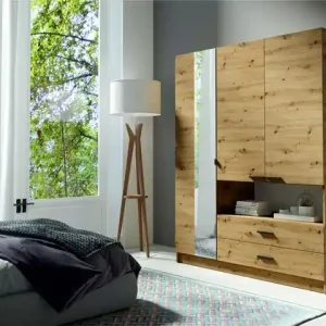 Direktkauf Home affaire Kleiderschrank »LAREDO Wäscheschrank komplette Innenausstattung, Maße 158,3/200,5/55cm« Garderobe mit offenem Fach, 3 Türen und 2 Schubladen, FSC