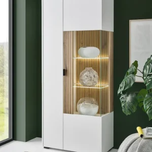 Home affaire Vitrine »Hudson, Stauraumvitrine« in moderner Trendfarbe, Griffe aus Metall (Schwarz), Höhe 180 cm Nur Heute
